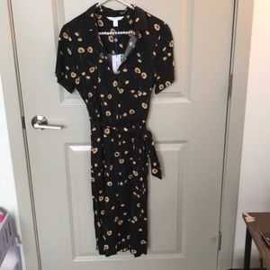 Black floral midi dress